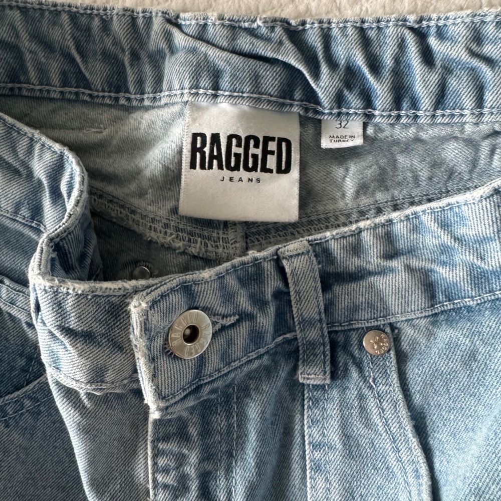 The Ragged Priest Light Wash Denim Cargo Pants Wide Leg Utility Jeans 30 Y2K - Picture 10 of 15